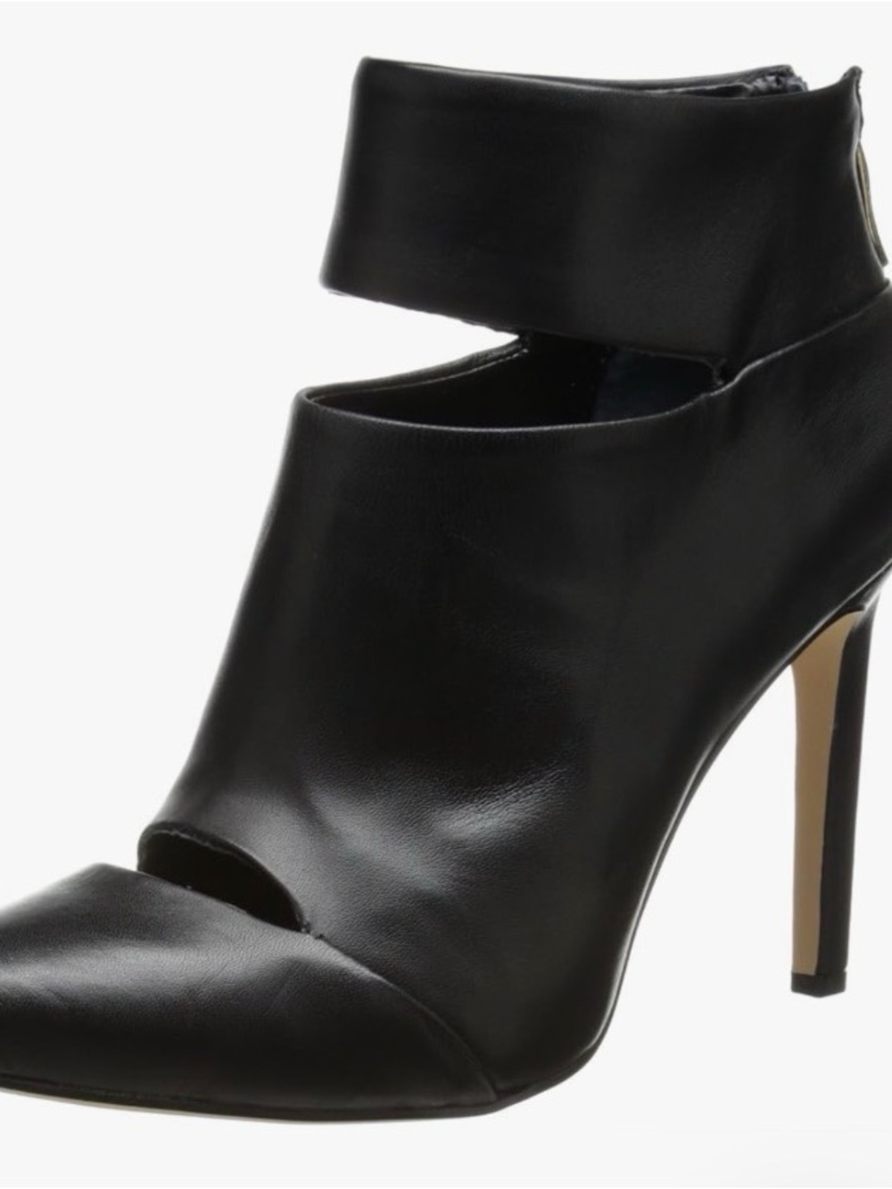 Pricey BCBG Carolyn Black Soft Napa Leather Cutout Ankle Booties